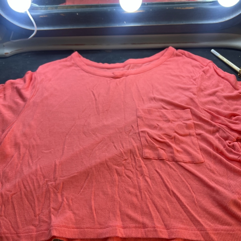 American Eagle Outfitters Soft & Sexy Ribbed Top in Coral